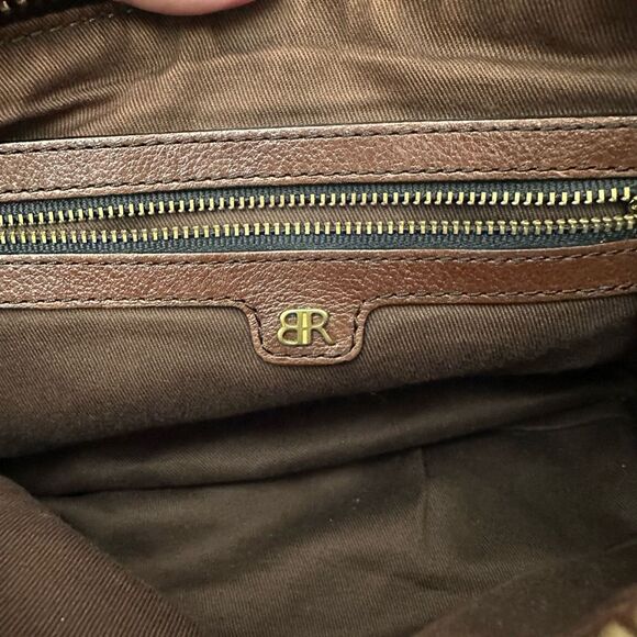 BANANA REPUBLIC Purple Suede Braided Leather Handle Zip Top Satchel Hand Bag - Picture 8 of 10